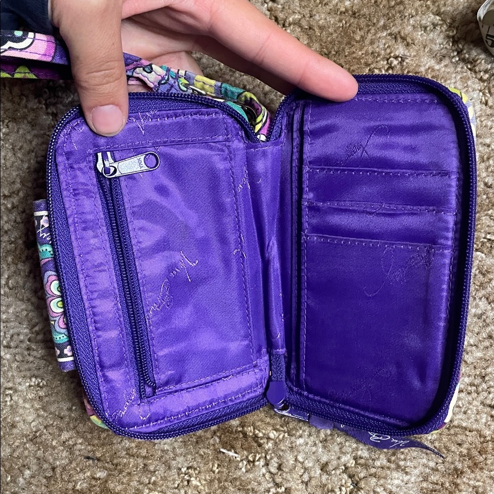 Vera Bradley Purple ID Holder Wallet Wristlet - Picture 4 of 6